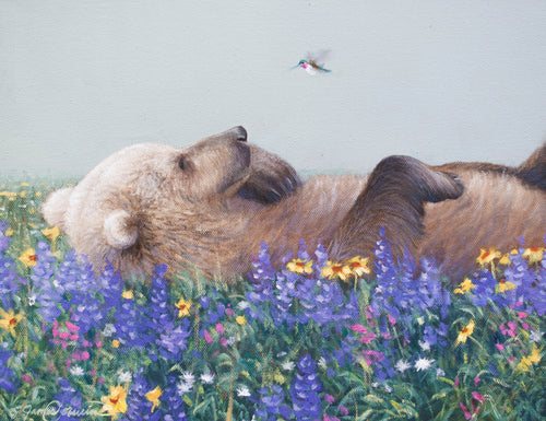 Grizzly Bear and Hummingbird